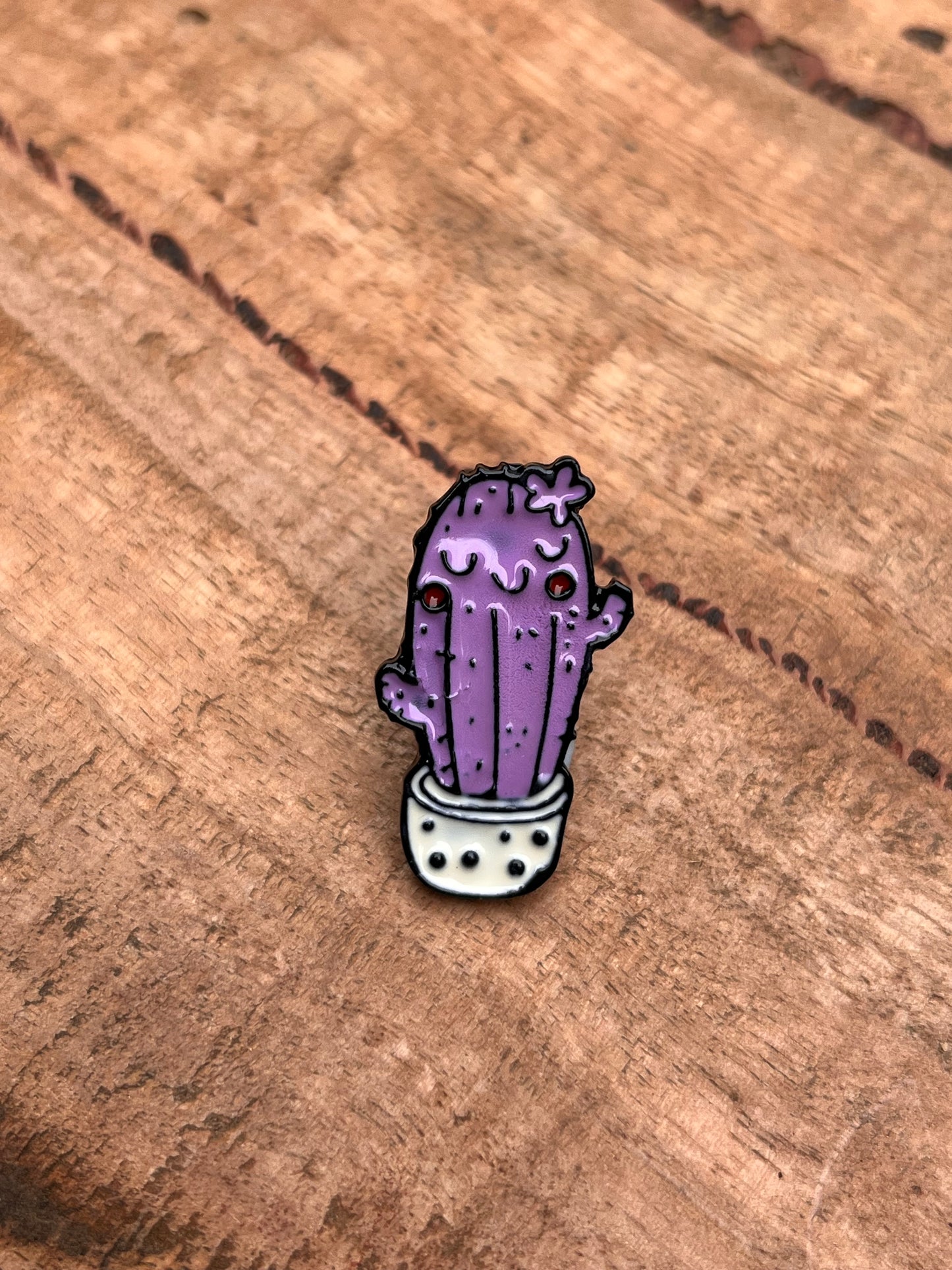 Happy Purple Cactus Enamel Pin ππ΅
